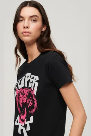 Superdry Indigo Workwear Cap Lo-fi Rock Graphic Fitted T-shirt Met Korte Mouwen Roze XS Vrouw