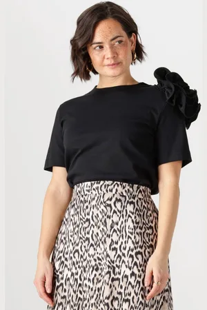 Jansen Amsterdam Roxy T-shirt Co 105 Short Slv Flower Detail Tops & T-shirts Dames - Shirt -