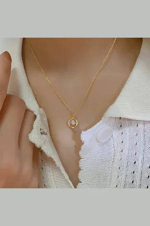 Zilver 925 Sterling en Goudkleurige Ketting met Ronde Zirkonia Steen | Geometrisch Hart Ontwerp | Stijlvol Cadeausieraad