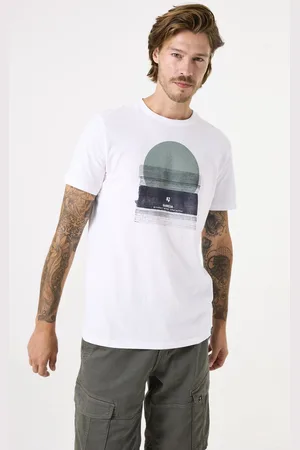 Garcia Heren Chest print T-shirt Wit Korte mouw