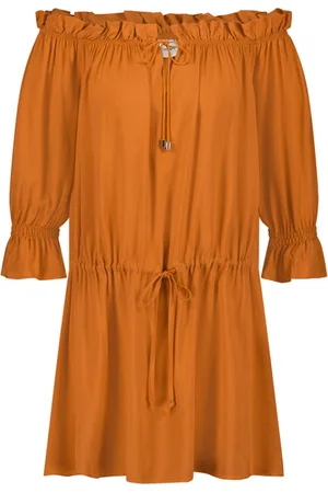 Beachlife Rust off-shoulder jurkje - - Effen