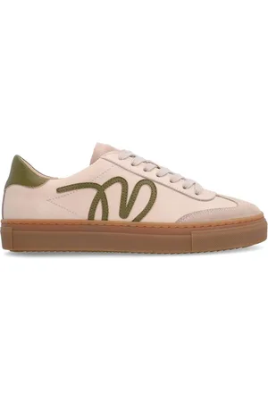 Manfield Dames - leren sneakers met groene details