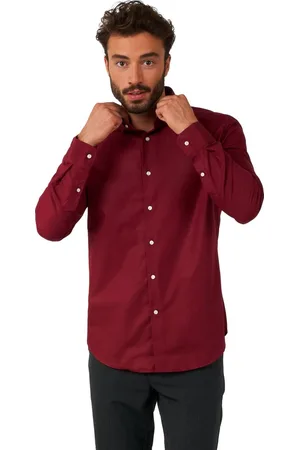 OppoSuits Shirt - Blazing Burgundy - Heren Overhemd - Effengekleurd -