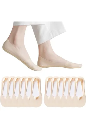 Merkloos 6 paar - Sokken van ijszijde - Zomersokken met dunne katoenen onderkant en antislip - Lage, onopvallende sokken zonder hak en ondiepe mond
