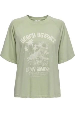 JDY Jacqueline de Yong T-shirt farock S/s Oversize Print Top Jr 15345724 Smoke Green Dames