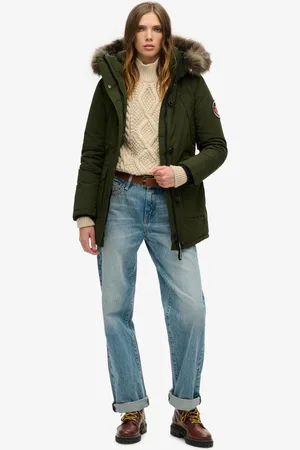 Superdry Everest Faux Fur Hooded Parka Dames Jas - Abyss Khaki