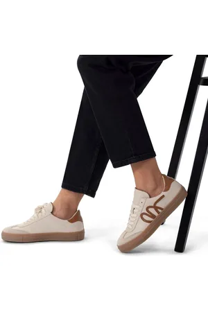 Manfield Dames - leren sneakers met suède details