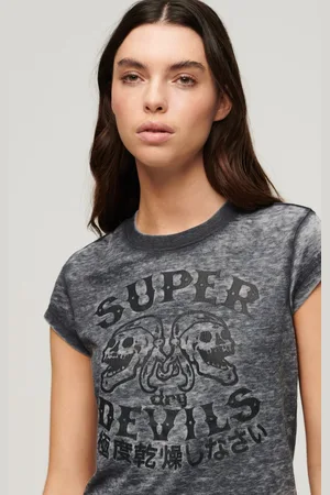 Superdry Retro Rocker T-shirt Met Korte Mouwen Grijs L Vrouw