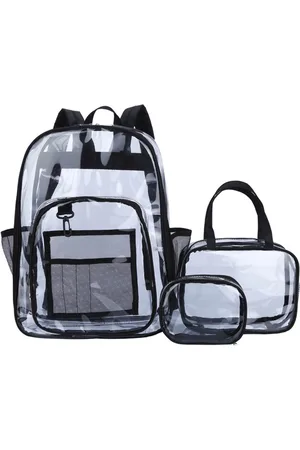 Merkloos Stevige doorzichtige rugzak, grote doorzichtige tas voor school, stadion, evenementen, buitenreizen, kamperen, PVC, 3-pack