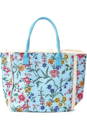 Merkloos Strandtas - Bloemenprint - boodschappentas - blauw - musthave