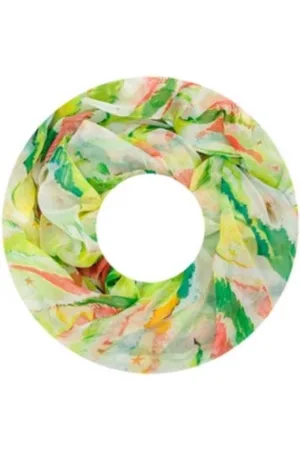 Merkloos Dunne Colsjaal - Print - (25584#) - Groen/Ecru