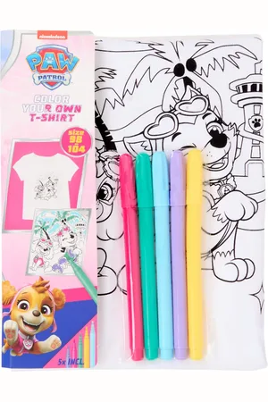 Disney Paw Patrol - Kleur je eigen T-shirt + Stiften - maat 110/116