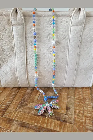 Yehwang Ketting - lange ketting - trendy - libelle - multi kleur - - zilver - kralen - stijlvol - kettingen - cadeau
