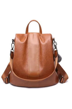 Merkloos Winter Nieuwe Damesrugzak Trendy Persoonlijkheid Retro Zachte Leren Rugzak Stijl Damestas - Khaki