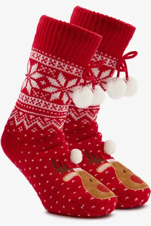 Scapino 1 paar dames kerst huissokken met rendier - - 100% Acryl - Extra zacht