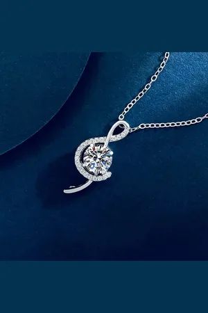 Zilver 925 Sterling en Moissanite Muzieknoot Ketting | Glanzende Platinaplating | Romantisch Cadeausieraad