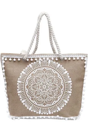Merkloos Strandtas - boodschappentas - tas - - Boho Mandala Beach Bag met Rits ??? Ibiza Style