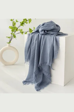Merkloos Dames zomersjaals, lente- en zomersjaals, effen kleuren, zonbescherming, omslagdoeken, damessjaals, hoofddoeken, grote lange lichtgewicht strandsjaal van gaas 74”×39”