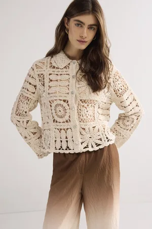 Summum Woman 7s7920-70021 - Short cardigan flower crochet knit