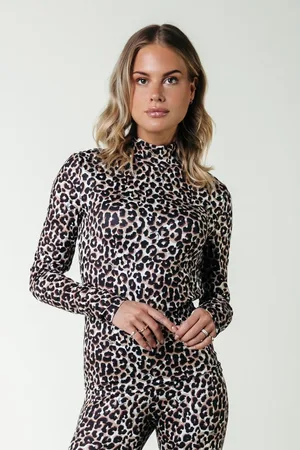 Colourful rebel Neyo Leopard Peached Turtleneck Top - XS