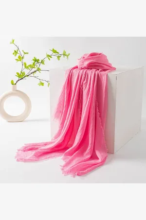 Merkloos Dames zomersjaals, lente- en zomersjaals, effen kleuren, zonbescherming, omslagdoeken, damessjaals, hoofddoeken, grote lange lichtgewicht strandsjaal van gaas 74”×39”