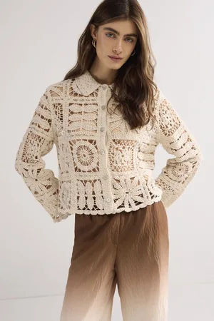 Summum Woman 7s7920-70021 - Short cardigan flower crochet knit