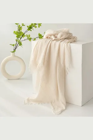 Merkloos Dames zomersjaals, lente- en zomersjaals, effen kleuren, zonbescherming, omslagdoeken, damessjaals, hoofddoeken, grote lange lichtgewicht strandsjaal van gaas 74”×39”