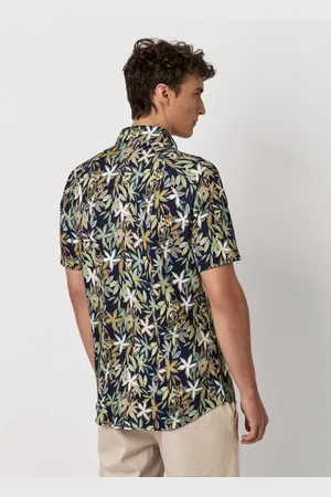 DESOTO Short Sleeve Jersey Overhemd Botanic Print Donkerblauw (navy)