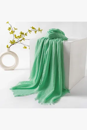 Merkloos Dames zomersjaals, lente- en zomersjaals, effen kleuren, zonbescherming, omslagdoeken, damessjaals, hoofddoeken, grote lange lichtgewicht strandsjaal van gaas 74”×39”