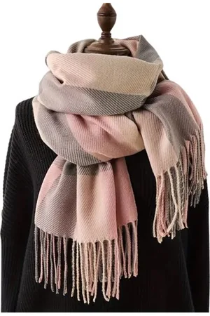 Merkloos DEETJE - Dames Sjaal - Shawl - Winter Fashion - Winter Sjaal - Herfst Sjaal - Omslagdoek - Geblokt - - 180 * 66