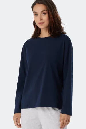 Schiesser Mix+Relax T-shirt - dames shirt lange mouwen donkerblauw