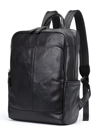 Merkloos CarryQuest® - Leren Heren Schoudertas - Echt Rundleer - Koeienhuid Reisrugzak - Klassiek Bruin - Computertas - Satchelrugzak