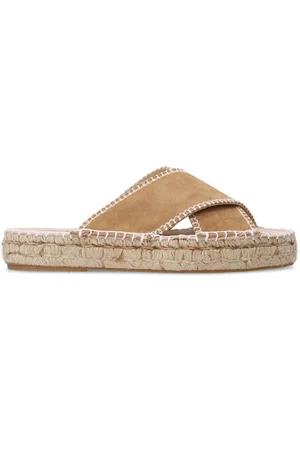 Sacha Dames - suède slippers met witte stiksels