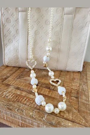 Yehwang Ketting - lange ketting - parels - - goud - hartjes - kralen - chique - stijlvol