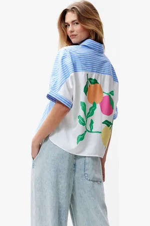 Catwalk Junkie Short Sleeve Blouse With Graphic Blouses Dames -