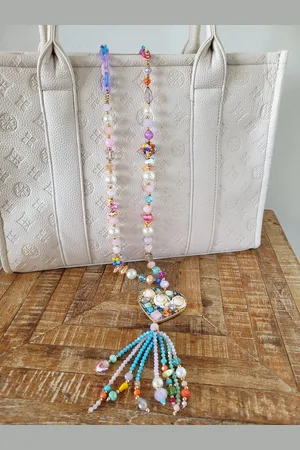 Yehwang Ketting - sieraad - Lange Hart Ketting - Multicolour - Goud - kralen - Schelpen - Tassel - stijlvol