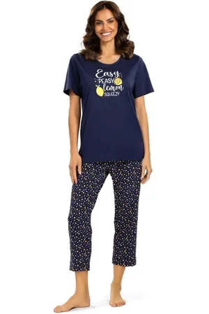 Comtessa Dames Pyjama - Katoen - Zomer - 7/8 broek - Blauw easy peasy