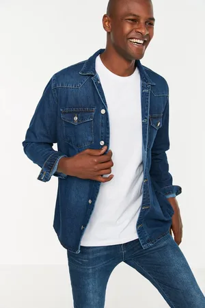Trendyol Zwarte Regular Denim Jeans Jas Overhemd Tmnss21Ce0273