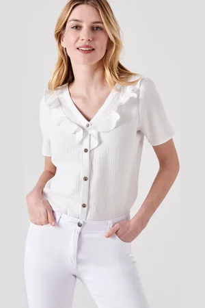Damart Blouse met volants in tetrastof - Dames - - 44