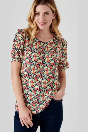 Damart Blouse met pofmouwen, crêpe met reliëf - Vrouwen - - 38
