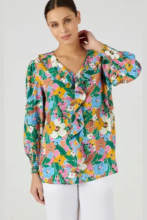 Damart Blouse met volants in soepele crêpestof met bloemenprint - Dames - - 38