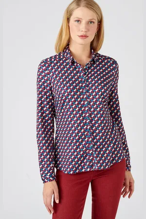 Damart Blouse in warm stretchtricot met bladmotief - Dames - - XS