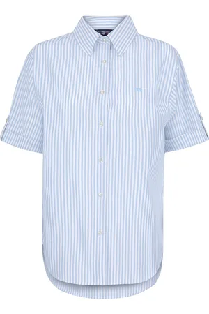 Jimmy Sanders Overhemd - Blouse - Poplin Katoen Linnen - Korte Mouw Dames - M