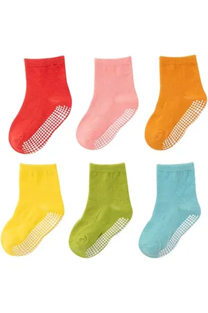 Merkloos 6 Paar - Baby Antislip Sokken - Baby Sokjes - Stevige Antislip Sokken - Antislip sokken - baby en dreumes enkelsokjes anti slip - gezond - (3-5 jaar) - Antislip sokken voor baby’s - kinderen - Meisjes sokken - Enkelsokken