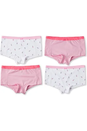 Little Label Dames shorts 4-pack - wit bloem S/36 - maat: S / 36-38 - bio-katoen