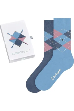 Burlington 2-paar dames sokken - Cadeau verpakking - Biologisch katoenen sokken met ruit print - 46