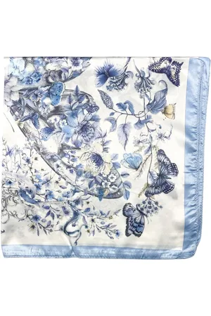 Merkloos Dames Neksjaal - Haarsjaal - Hoofdsjaal - (24081#) Blauw/Ecru