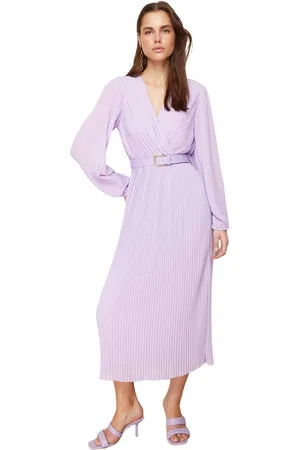 Trendyol Bruine Riem Effen Riem Maxi Geweven Jurk Twoaw24El00471