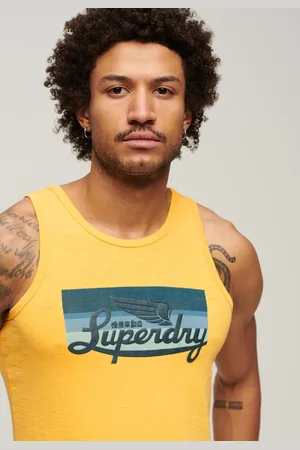 Superdry Cali Logo Mouwloos T-shirt Geel XL Man