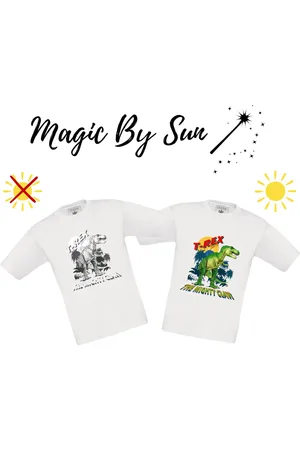 B and C Magic By Sun - T-shirt T-rex - Solar T-shirt - de print verkleurd door de zon